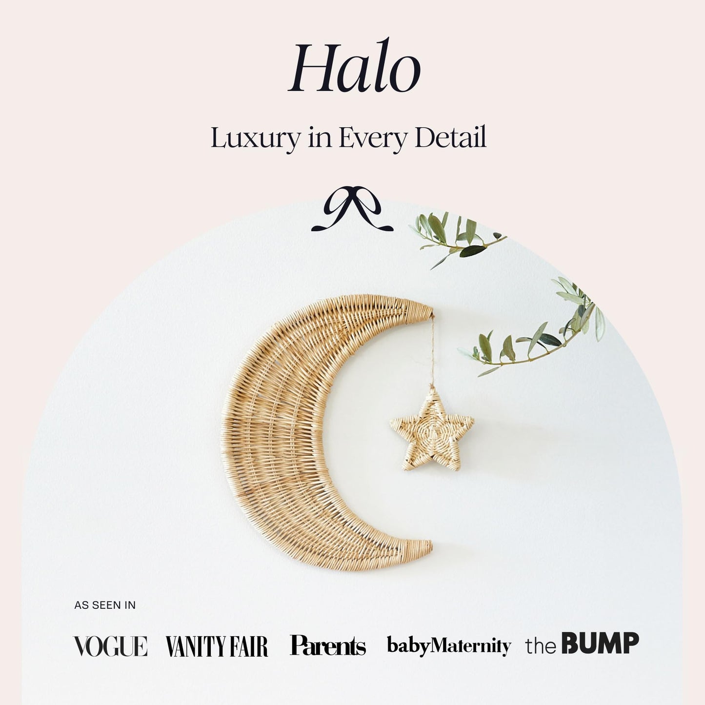 BEBE BASK Handmade Rattan Moon Wall Decor with Star - 100% Natural Organic Rattan Moon Decor for The Boho Nursery Decor - Moon and Stars Nursery Décor