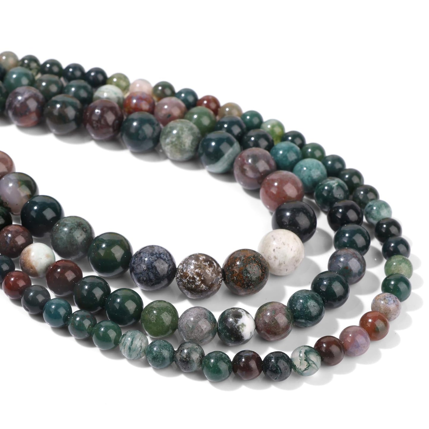 40pcs 10mm Natural Indian Agate Gemstone Beads Healing Crystal Round Loose Stone Beads for Jewelry Making, Crystal Stone Beads for Bracelets Necklace Earrings Making