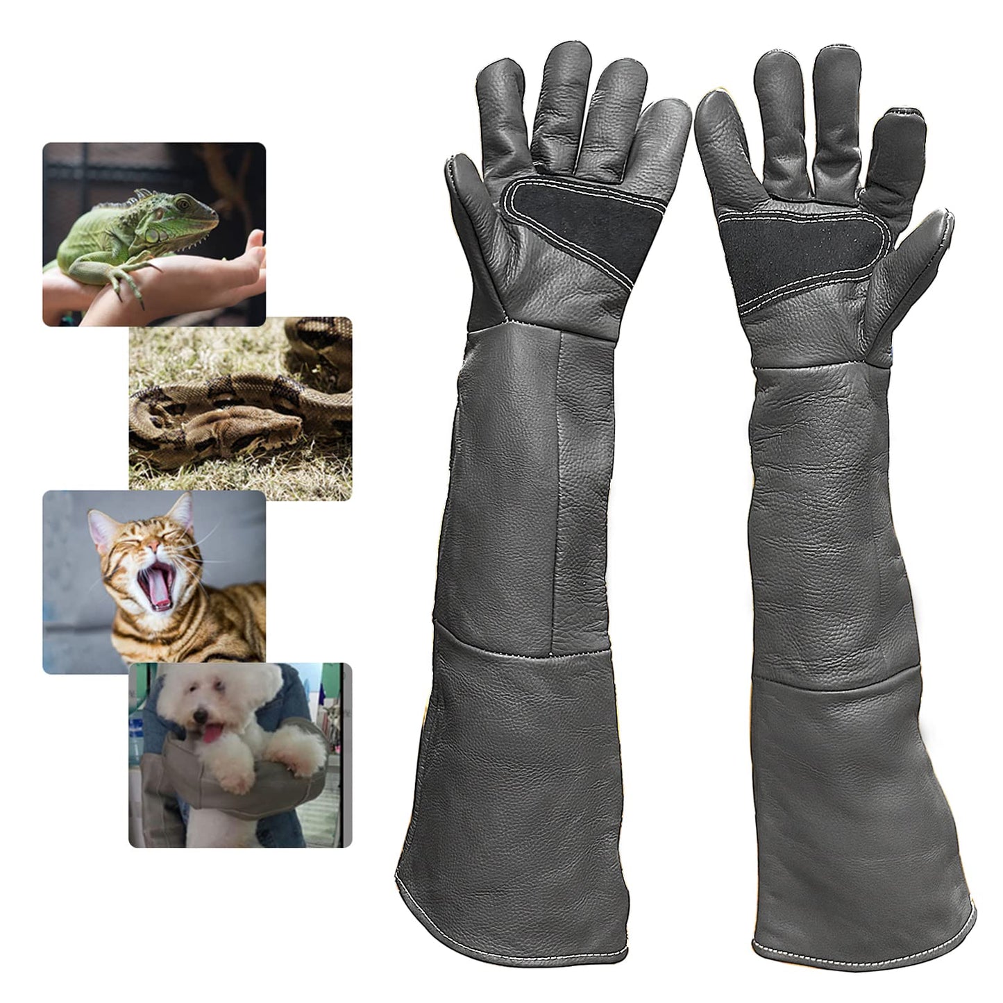 FIPASEN Animal Handling Gloves Bite Resistant, 60cm/ 23.6In Bite Proof Glove for Welding, Gardening, Handling Cat/Dog/Bird/Snake/Lizard/Falcon/Reptile, Anti-Bite Work Gloves (Deep Color)