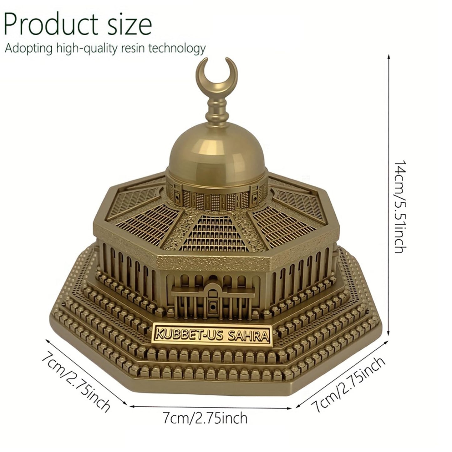 Mingzhang Ramadan Decorations for Home, Islamic Mosque Dome of The Rock Statue, Eid Mubarak Table Centerpiece, Gold Muslim Ramadan Decor Ornament Gift