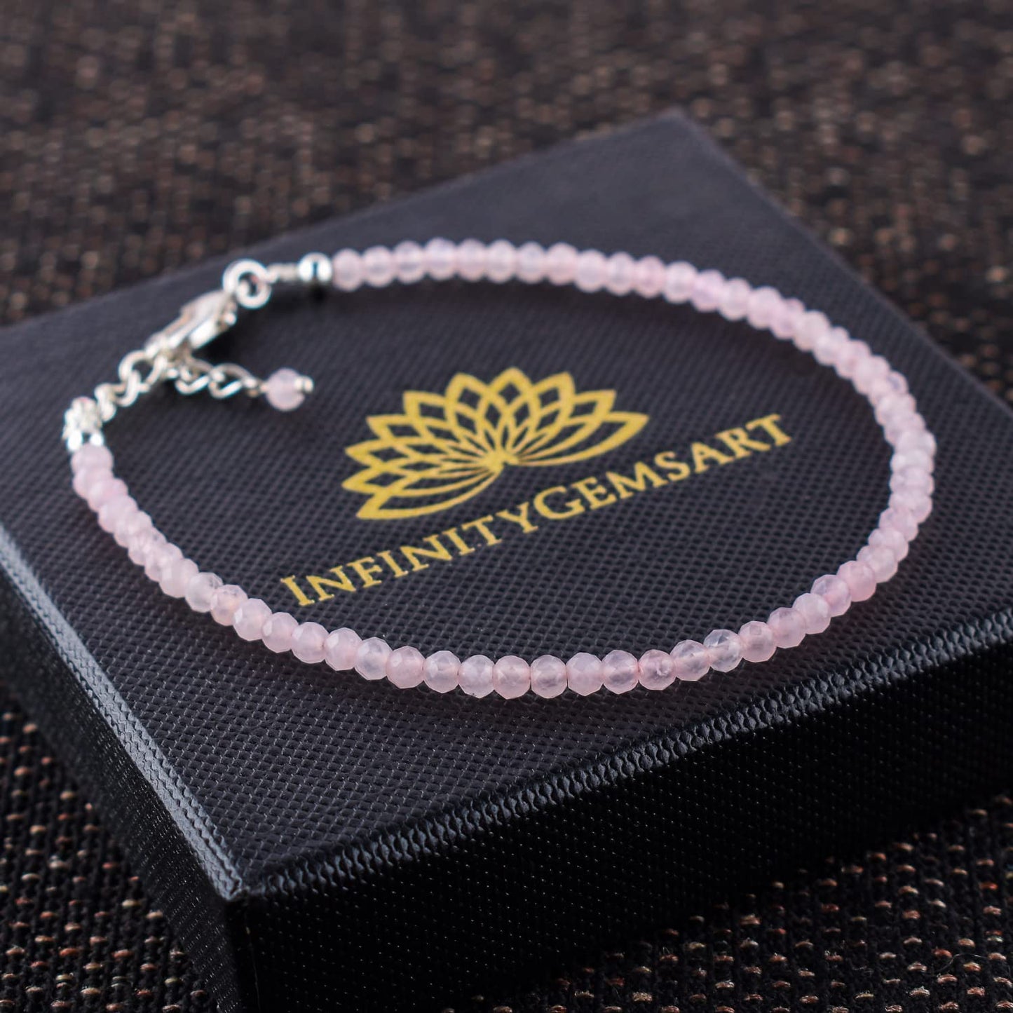 YANARA Rose Quartz Bracelet for Women, Natural Pink Gemstone Beads Dainty Jewelry, April Birthstone, Energy Healing Crystals, Silver Plated Chain 8 inch Adjustable, Birthday Valentines Day Gifts For Her