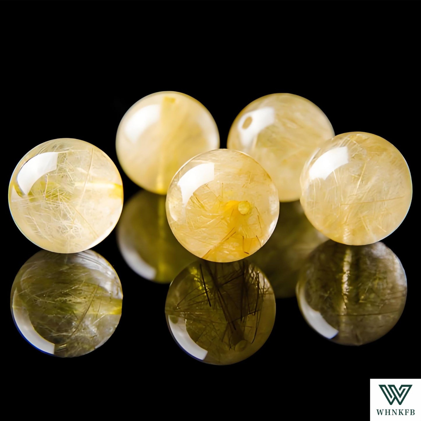WHNKFB 8mm 50PCS Natural Frosted Gold Rutilated Quartz Round Beads, Cotton-Like Included Loose Crystal Beads for Jewelry Making Craft - 4mm 6mm 8mm 10mm Options with Free Elastic Cord