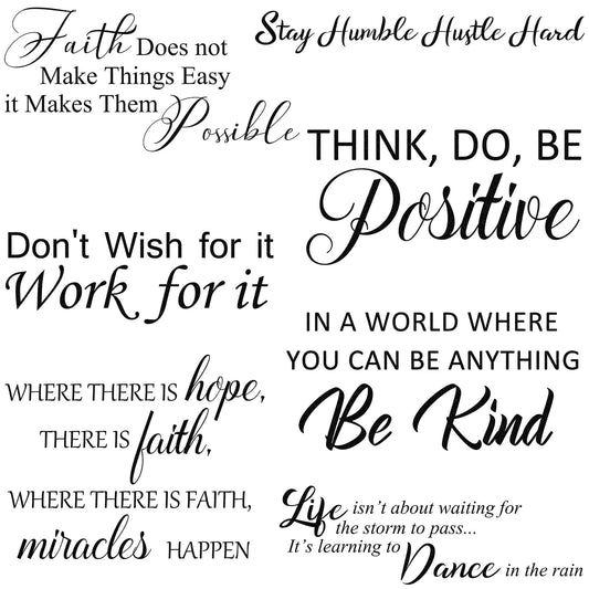 Zonon 5 Sheets Inspirational Quotes Wall Decals Peel and Stick Vinyl Quotes Stickers Motivational Positive Wall Stickers for Living Room Bathroom Xmas Bedroom Office Family Decor (Positive)
