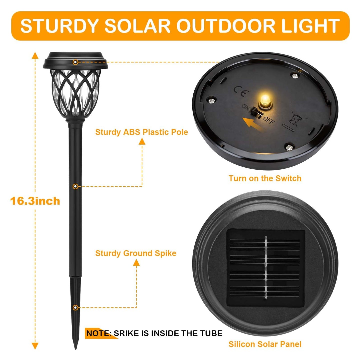 ruhotili Solar Lights Outdoor 8 Pack Solar Garden Lights Waterproof IP65 Solar Landscape Lights Solar Pathway Lights for Patio, Yard, Driveway Decoration (Warm White