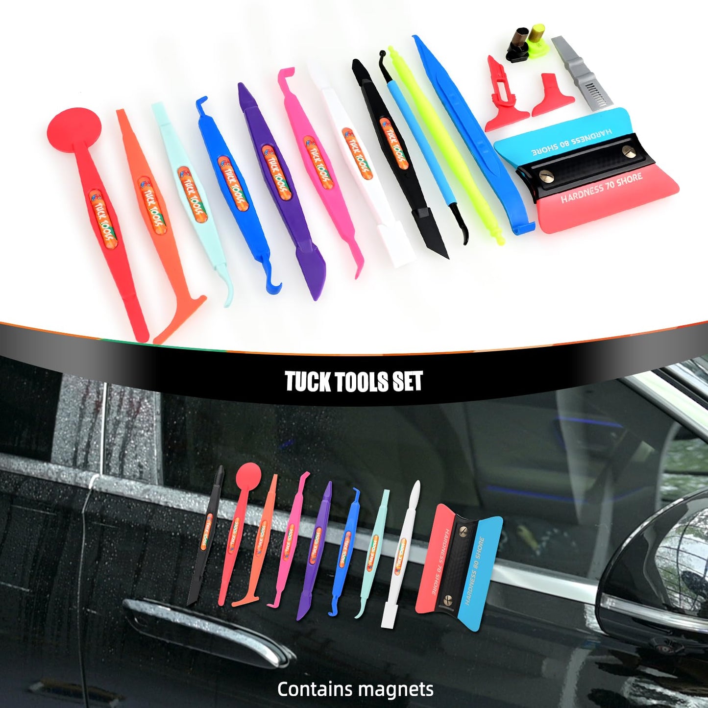 EHDIS Vinyl Tucking Tool 17 in 1 Vinyl Wrap Stick Set with Tool Pounch Car Wrapping Mini Corner Squeegee Curves Slot Vinyl Tools for Window Tinting,Vinyl Film Application,Wallpaper Installing