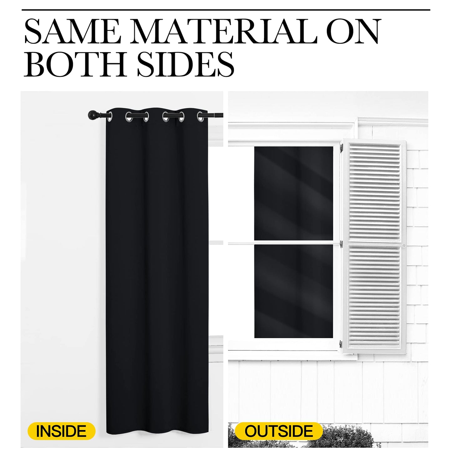 NICETOWN Pitch Black Solid Thermal Insulated Grommet Blackout Curtains/Drapes for Bedroom Window (2 Panels, 42 inches Wide by 63 inches Long, Black)
