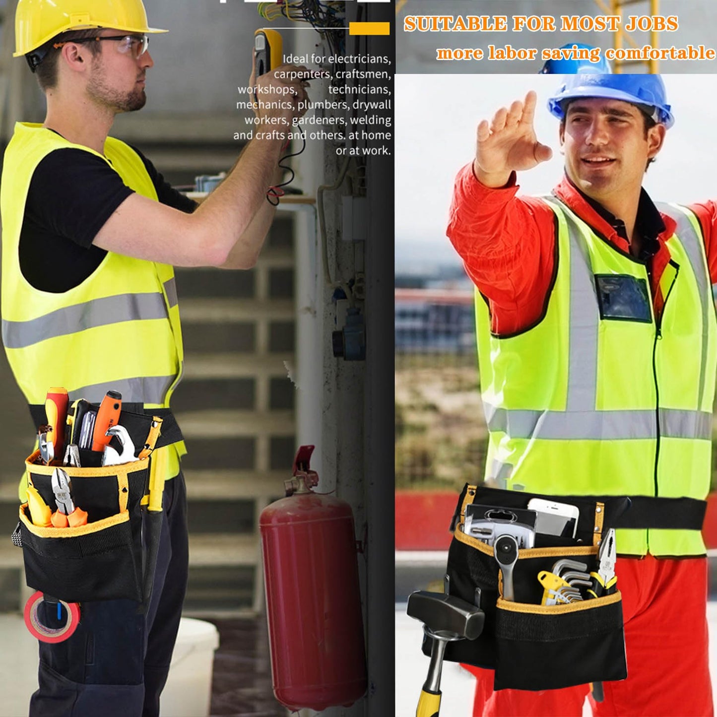 Tool Belt Pouch Carpenter Tool Belts for Men Women Utility Belt Tool Pouch With Belt Clip Adjustable Electrician Tool Belt Pouches Organizer With 3 pockets/1 Hammer Loop Canvas Garden Tool Apron Belt