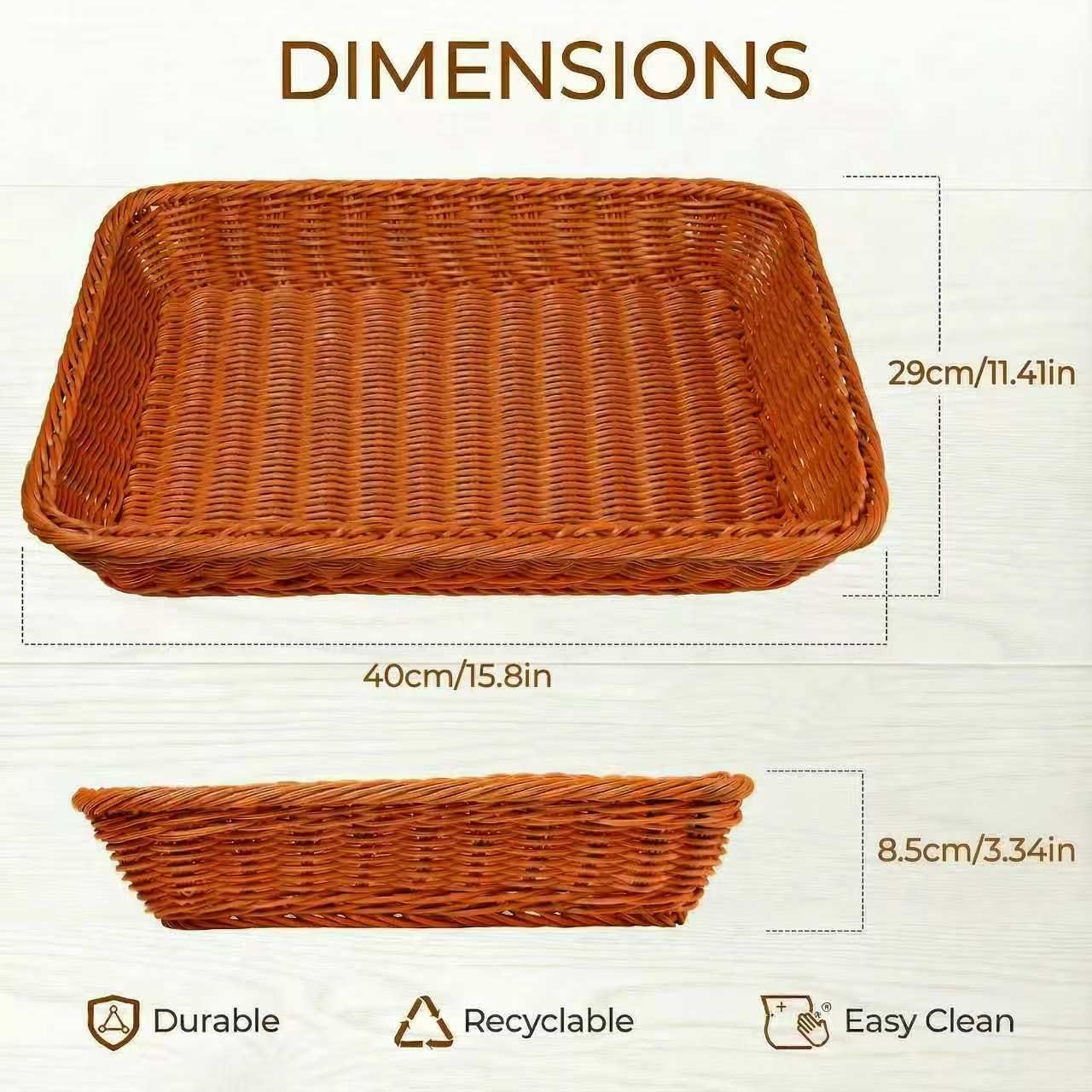 6 Pcs Wicker Bread Baskets 15.8 Inch Stackable Woven Serving Storage Baskets for Fruit Vegetables Snacks Food, Tabletop Home Restaurant Picnics Parties