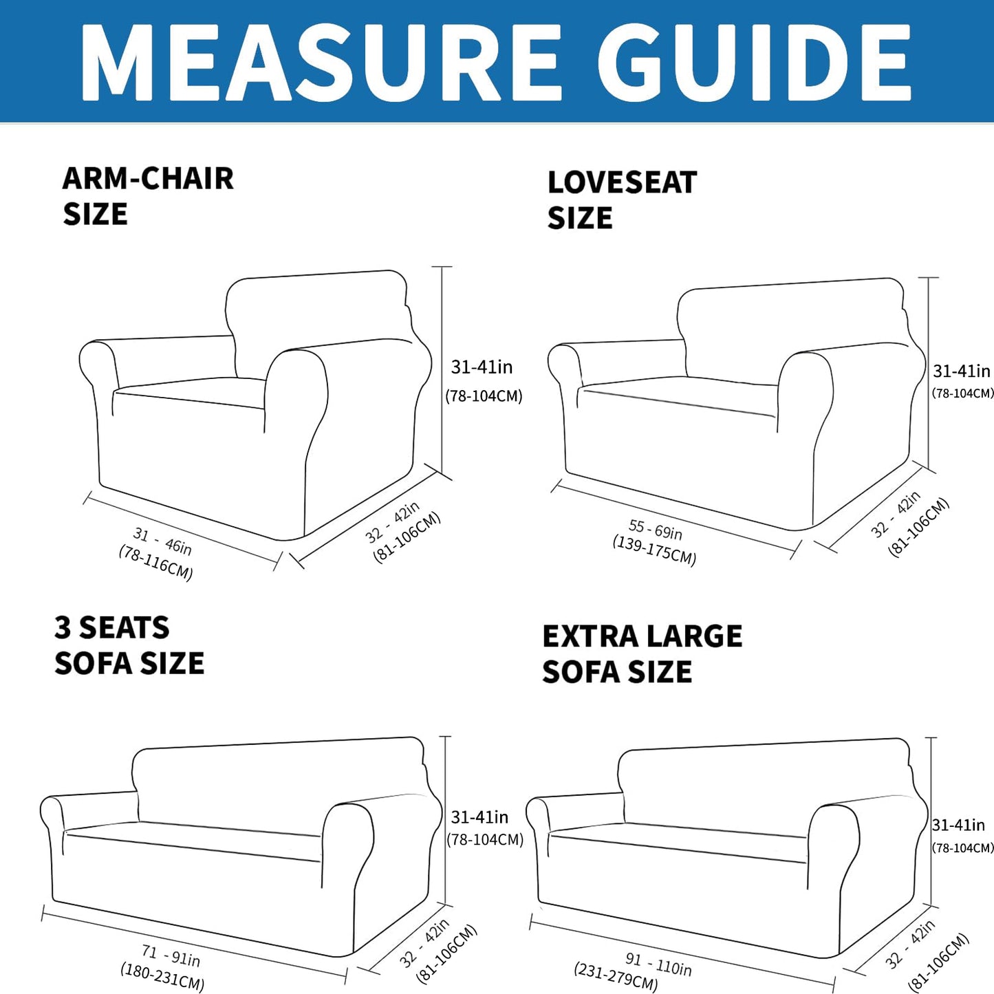 XINEAGE 2026 New Stretch Armchair Covers 1 Piece Chair Slipcovers Chair Protector for Living Room Thick Soft Chair Cover with Elastic Bottom Couch Cover for Pets Kids (31"-46", Light Gray)