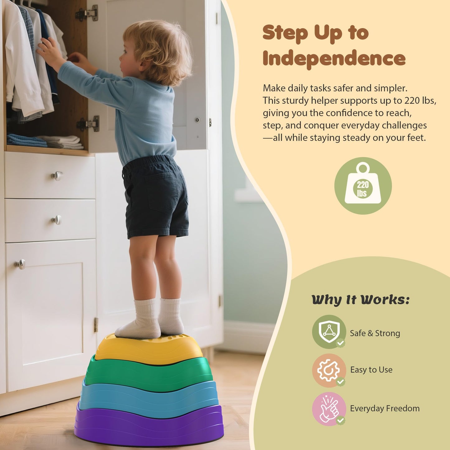 Stepping Stones, 5pcs Non-Slip Stepping Stone, Sensory Stepping Stones for Coordination Skills & Promoting Balance, Balance Outdoor Indoor