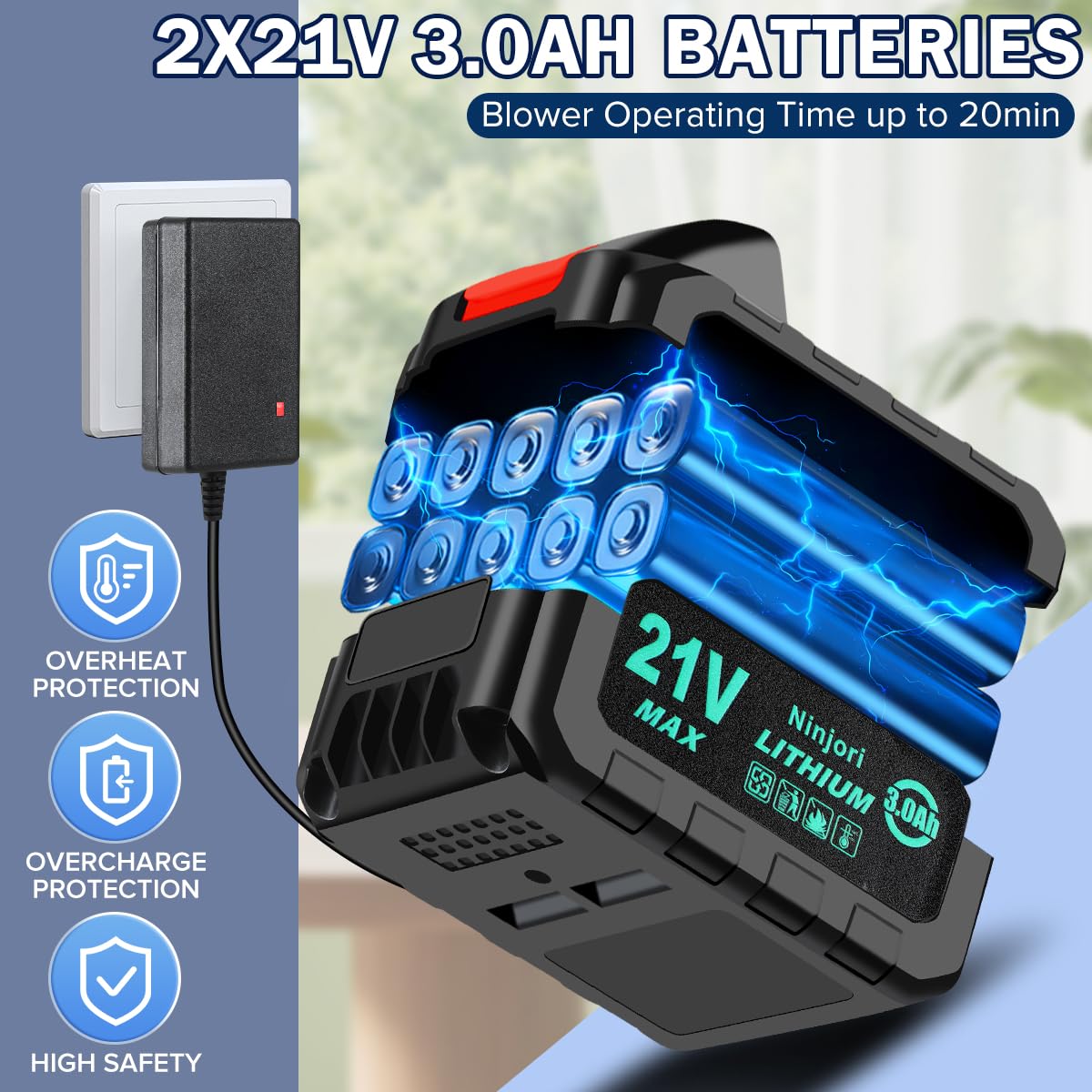 Max 1100PSI 3.0 GPM Battery with Multi-3 Level Adjustment, 6-in-1 Nozzle & Foam Cannon, 26.2 ft Hose for Car & Home