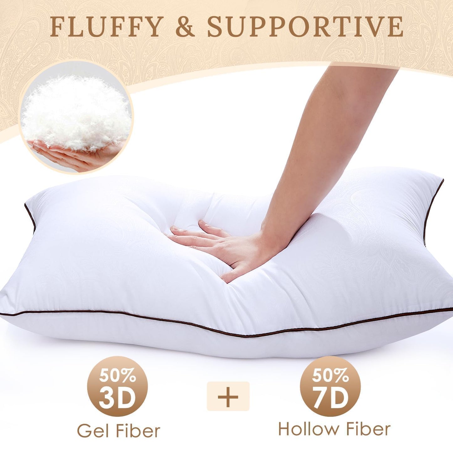 HUXMEYSON Pillows Standard Size Set of 4, Bed Pillows Set of 4, Down Alternative Luxury Hotel Pillows for Sleeping and for Side and Back Sleepers