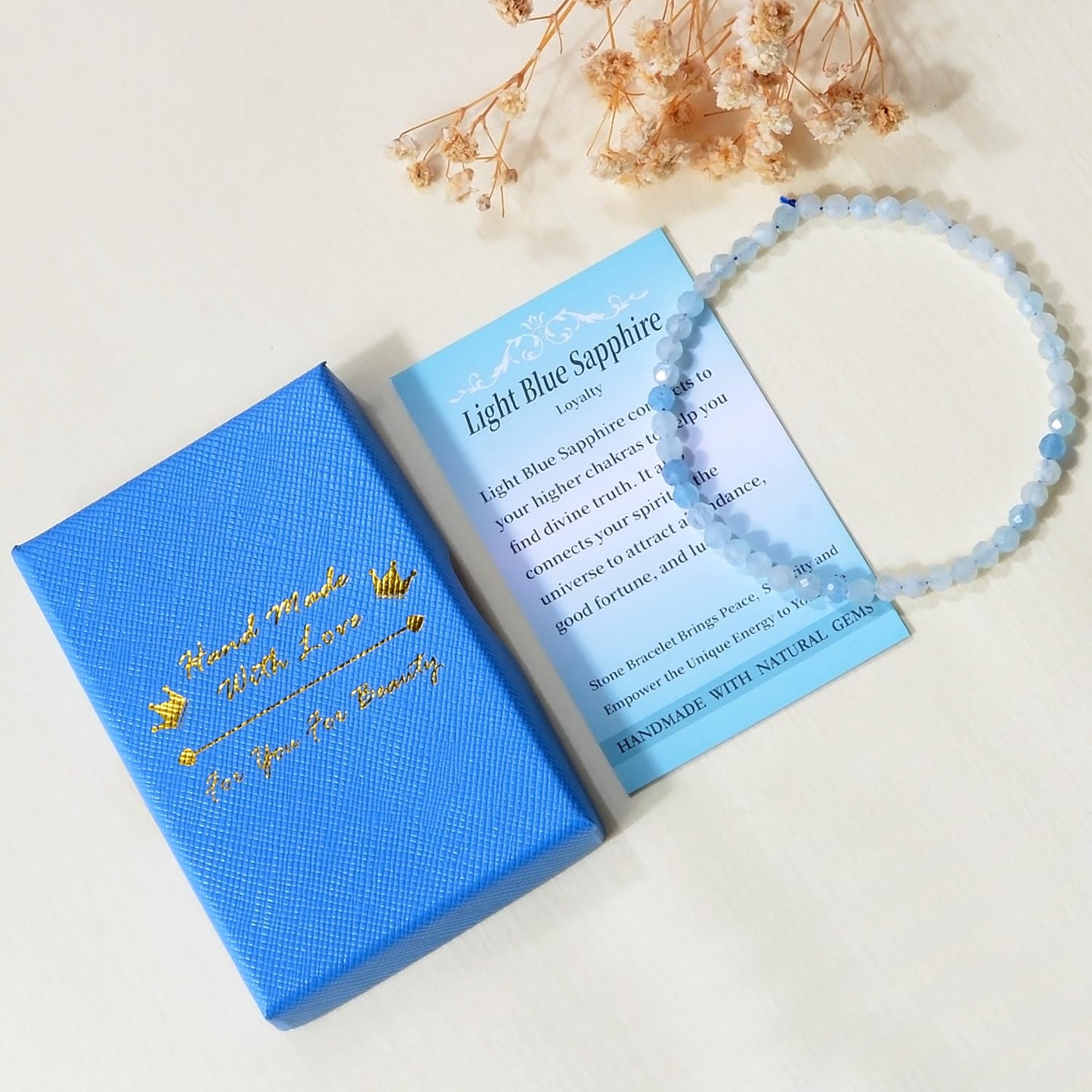 MASSIVE BEADS Natural Genuine Gemstone Beads Healing Crystal Chakra Reiki Jewelry Faceted Round Beads Bracelets (Light Blue Sapphire, 3mm)