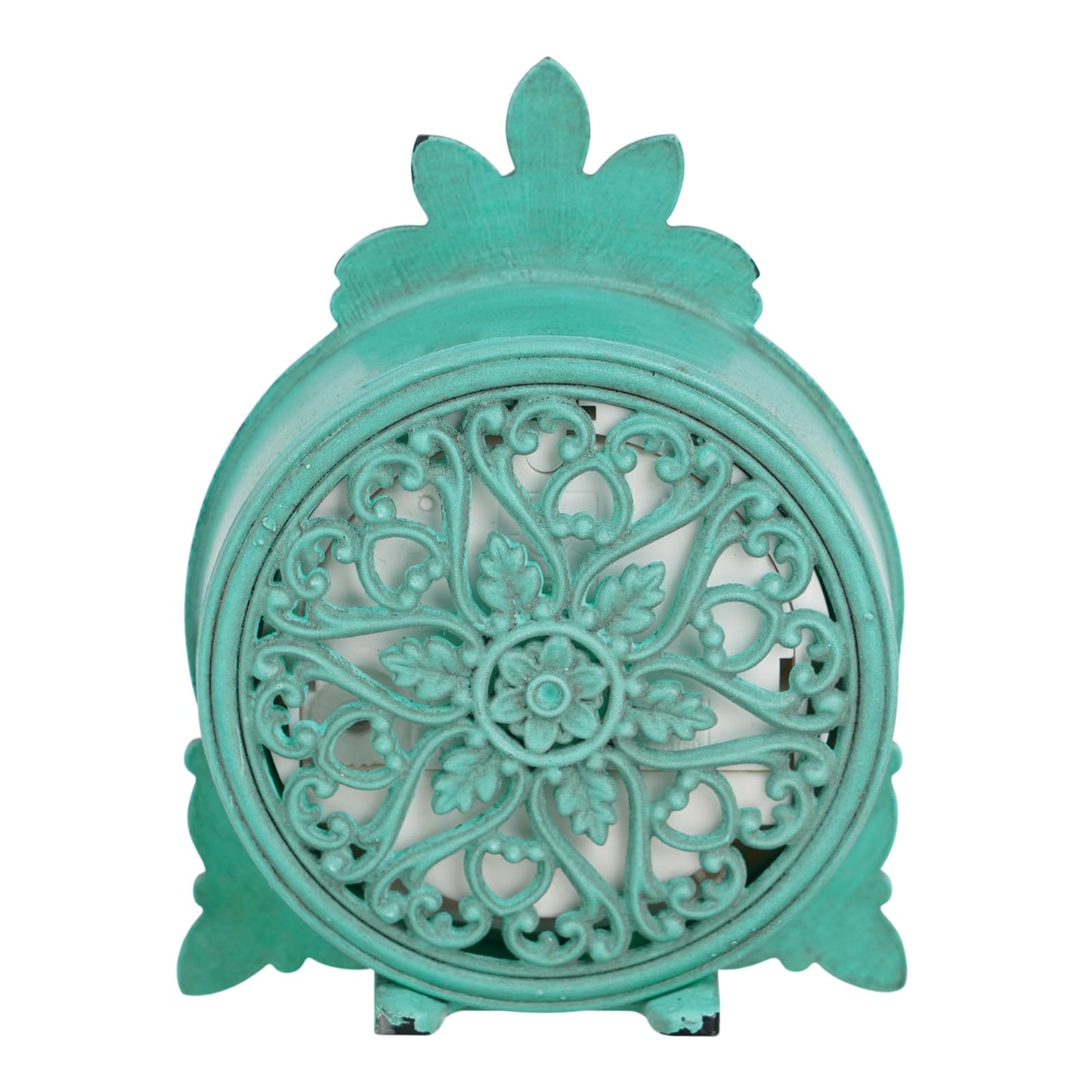NIKKY HOME Vintage Pewter Quartz Mini Table Clock with Crystal Shining Rhinestone, 2.87 x 1.37 x 3.87 Inches, Aqua