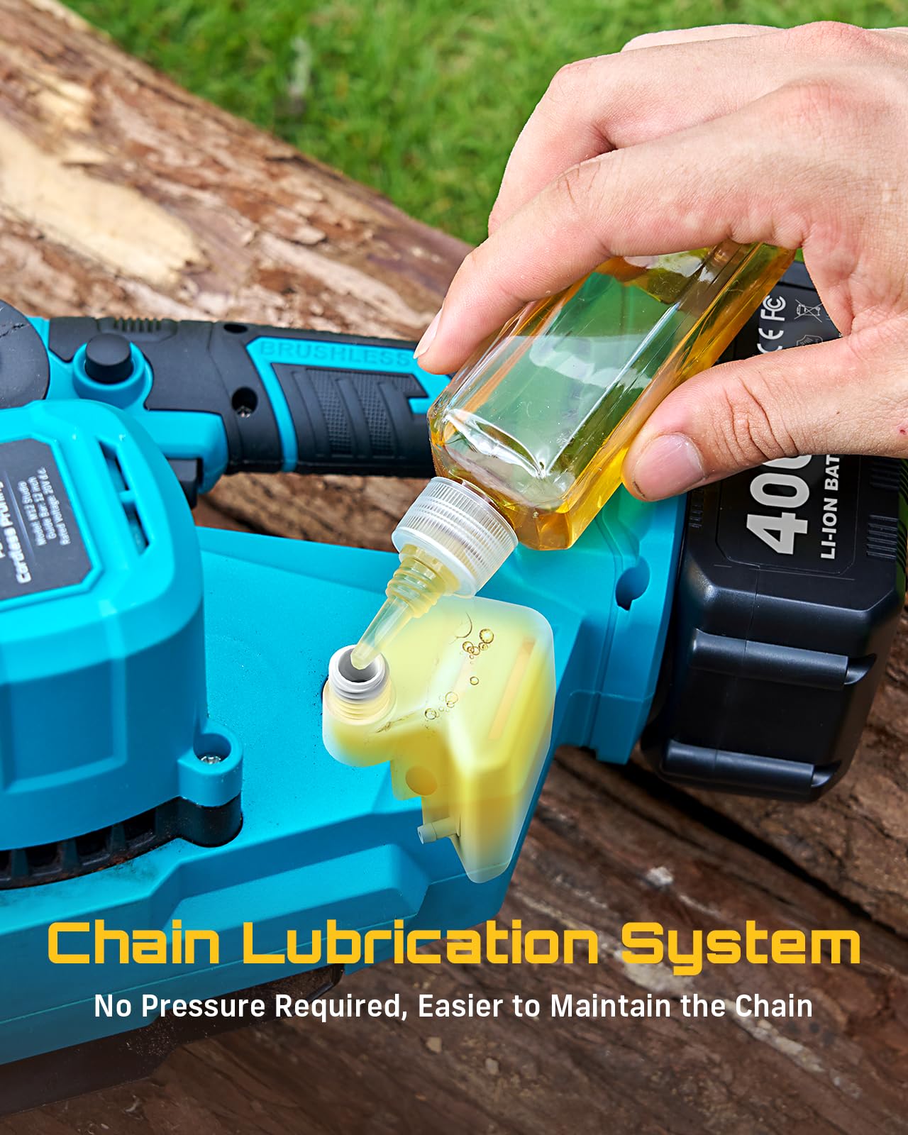 SEESII Electric Chainsaw Cordless 12-inch, Handheld Chain Saws with 2 x 4.0Ah Battery, Tree Saw with Tool-free Chain Tension, Auto Oiling for Wood Cutting Trimming Branch