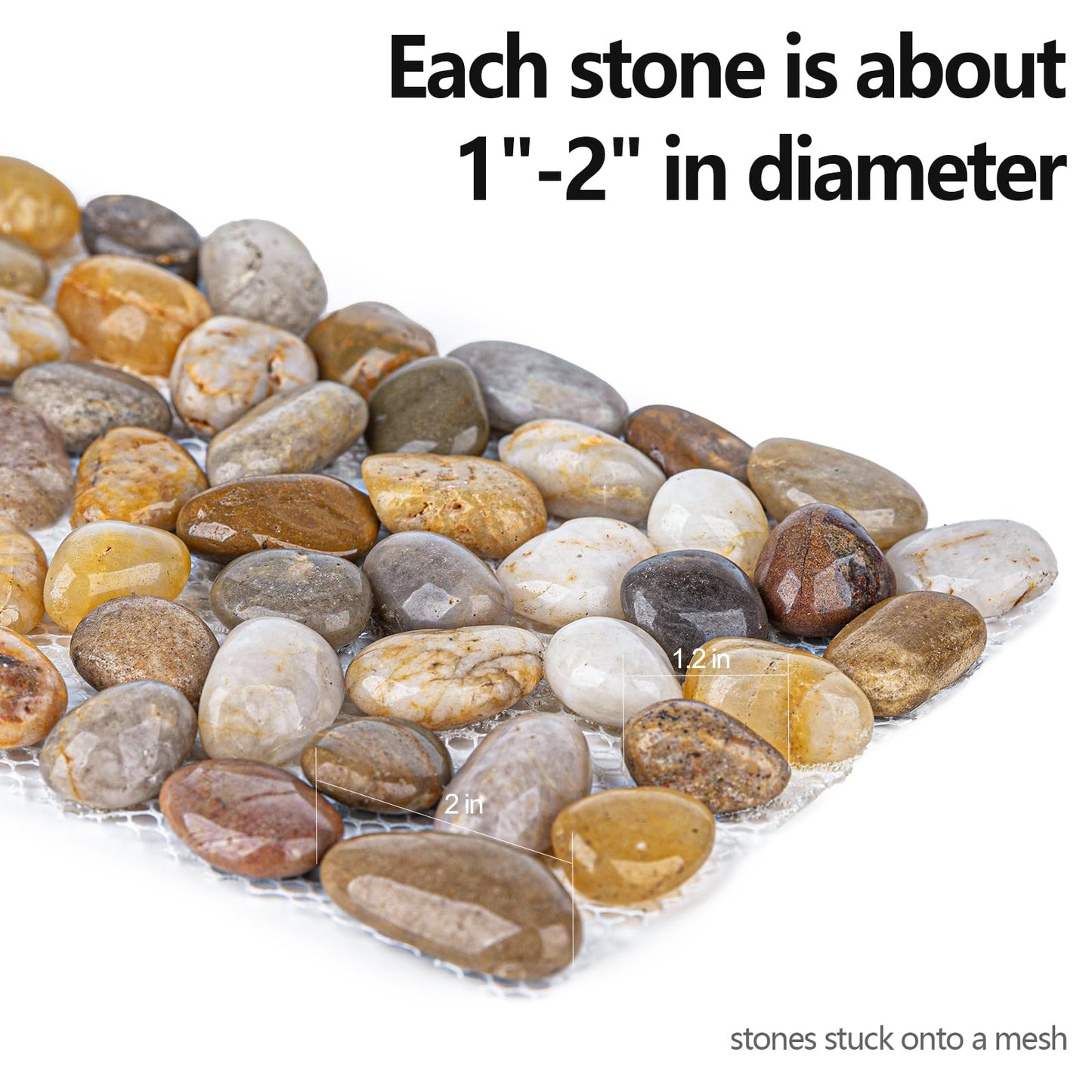 6 Pcs River Rock Stepping Stones, 16" L x 5.5" W Rectangles Natural Outdoor Pavers Pebbles Polished Gravel for Garden Walkway Pathway