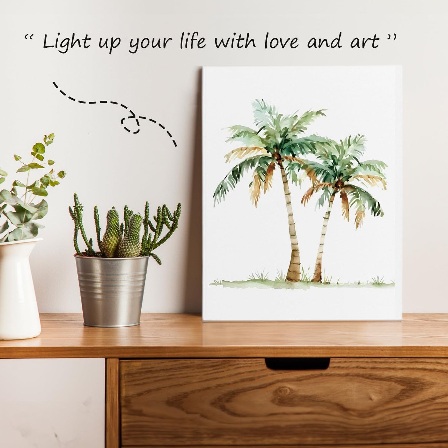 APJYM Tropical Palm Tree Wall Art Decor, Summer Beach Wall Decor, Beachy Room Decor Aesthetic, Coastal Canvas Wall Art, Coastal Wall Decor, Beach Posters, 11x14 Framed