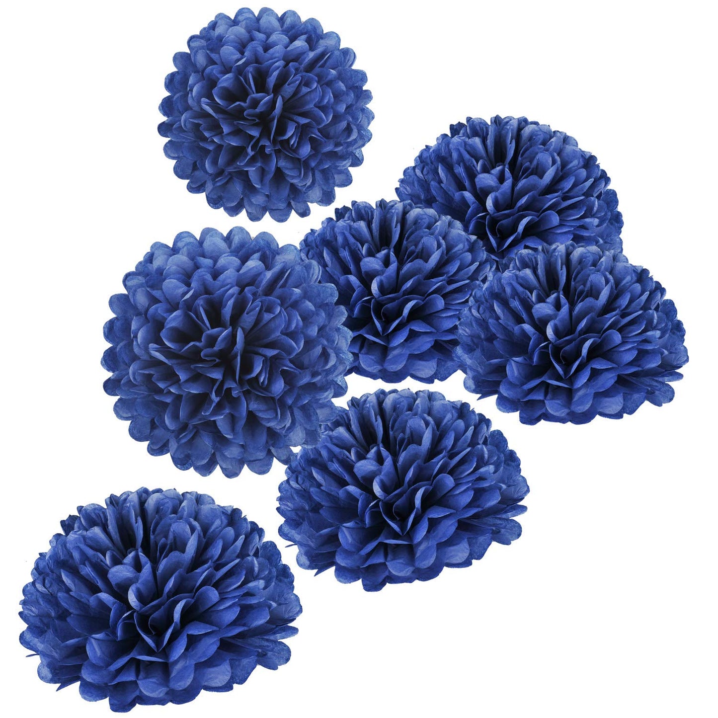 10" Navy Blue Tissue Pom Poms DIY Tissue Paper Flowers for Birthday Wedding Baby Shower Tea Party Dessert Table Decoration, Pack of 18