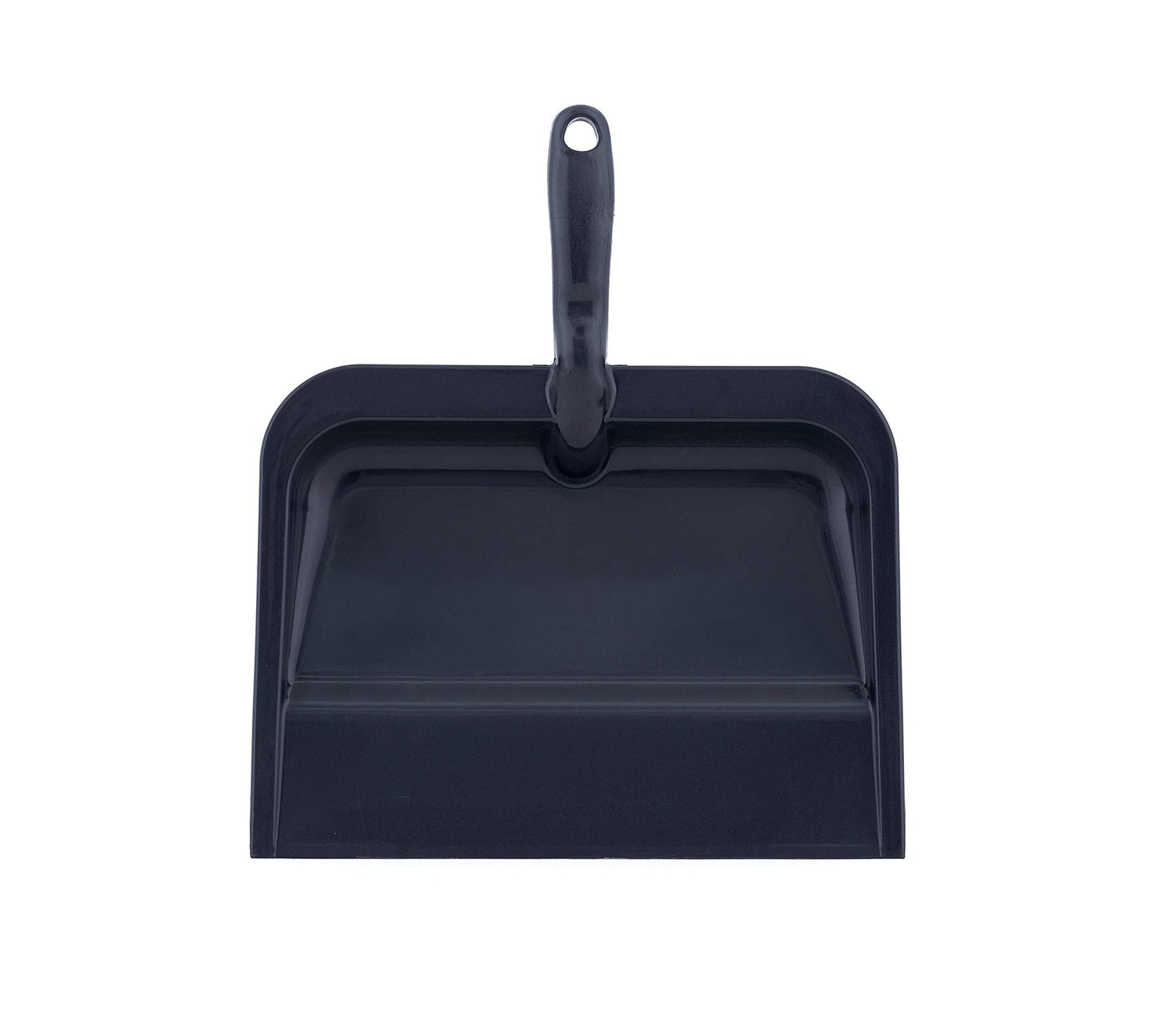 Superio Heavy Duty Plastic Dustpan with Comfort Grip Handle Black, Durable, Lightweight Multi Surface Dust Pan Easy Broom Sweeping, 10 inches Wide, 1-Pack