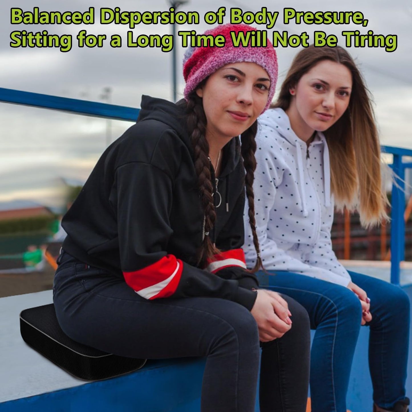 Relispo Stadium Seats for Bleachers with Integral Cutting Memory Foam, Stadium Seat Cushion Waterproof Extra Thick Bleacher Cushion, Portable Stadium Cushions for Indoor Outdoor Events (2 Packs)