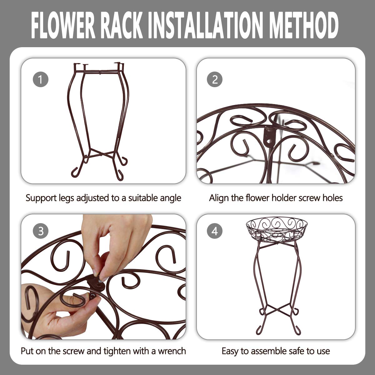 Yimobra Corner Plant Stand for Indoor Outdoor, Heavy Duty Rustproof Metal Flower Stand, 200LB Capacity Plant Holder for Patio Garden Living Room, 12.5 x 23.6 Inches, Bronze