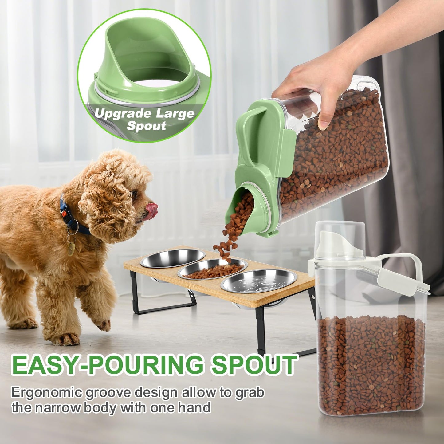 TBMax Rice Container Cereal Storage Container 2 Pack, Kitchen Pantry Dry Food Storage Holder with Easy-Pouring Spout & Handy Cup, Small Pet Dog Cat Food Dispenser for Daily Feeding
