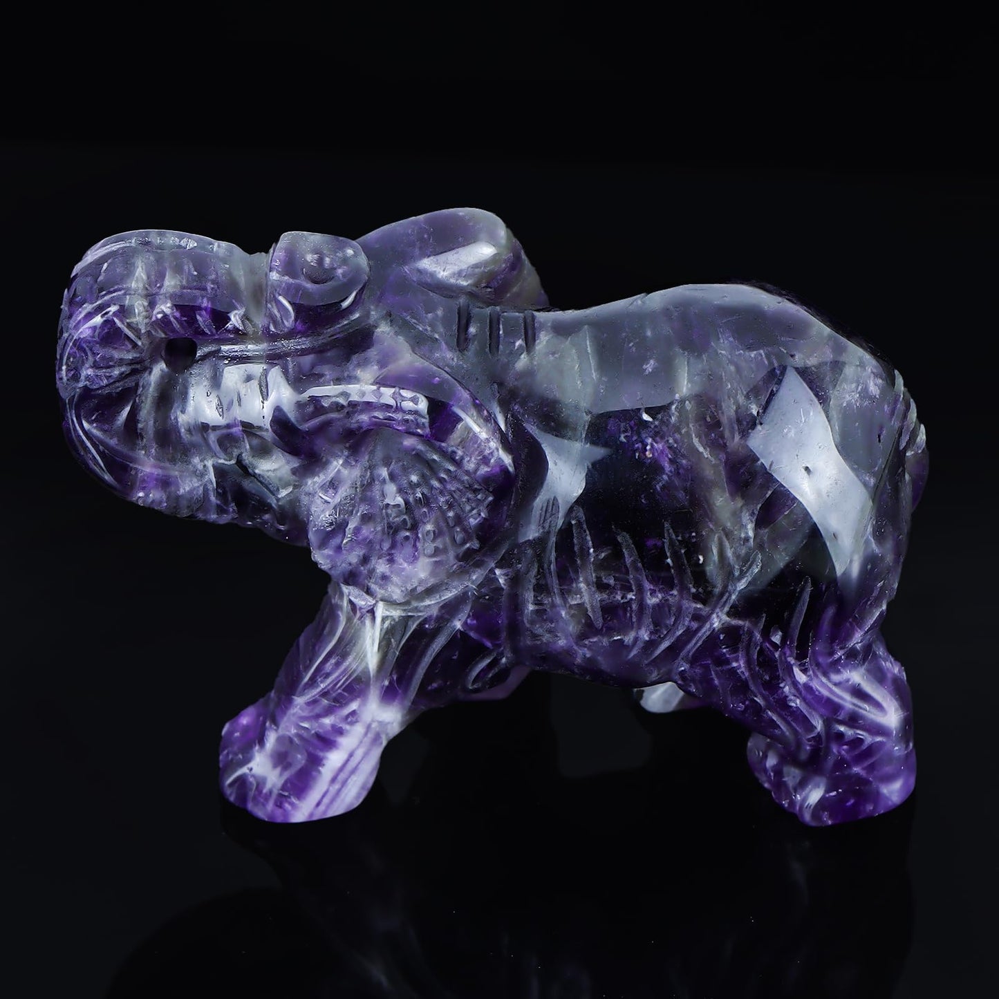 Hxswkk 2.5 Inch Amethyst Crystal Elephant Statue Elephant Figurine Elephant Sculpture Gemstone Hand Carved Healing Craft Home Office Decor Gifts