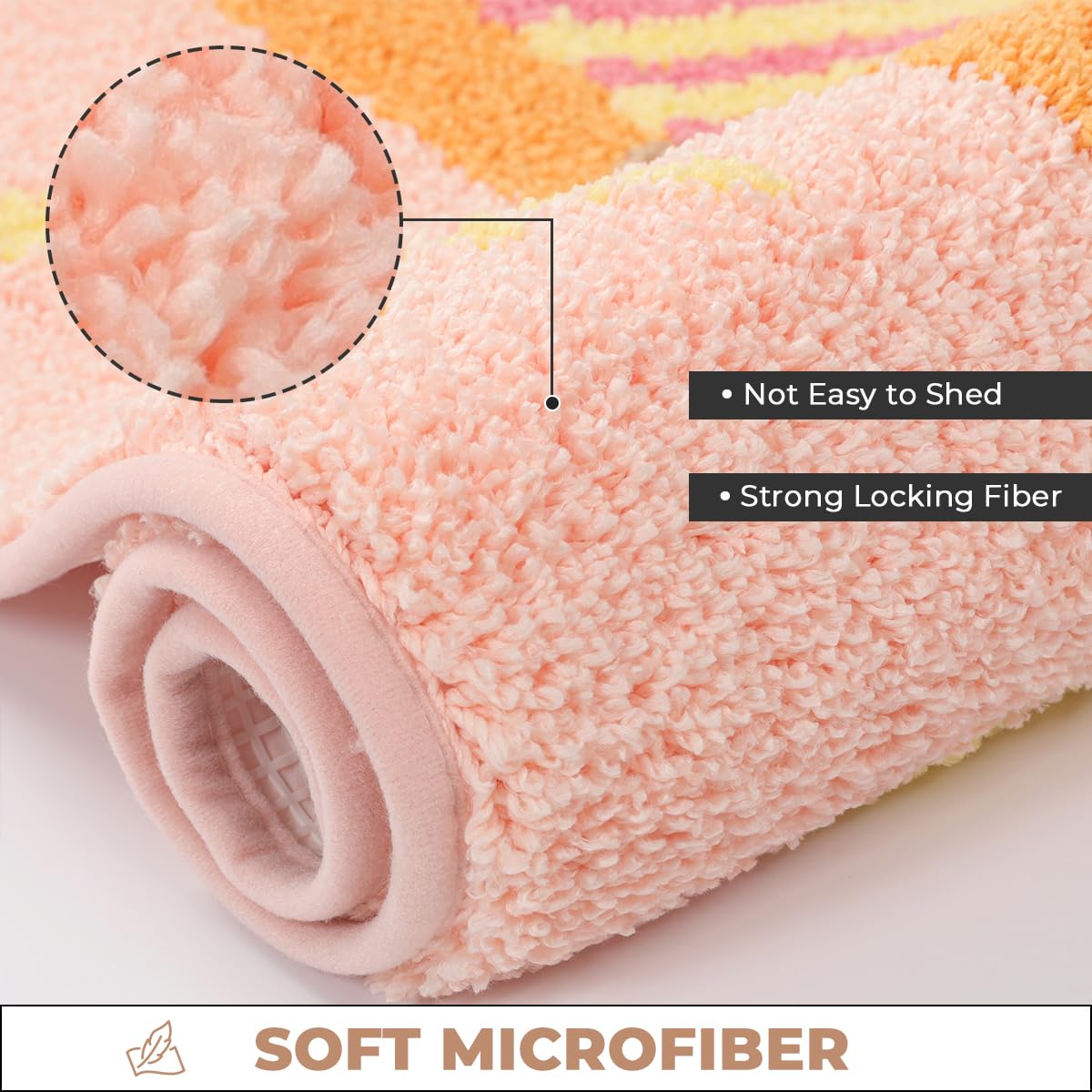 Cute Beach Bath Rug Super Absorbent Non Slip Modern Bathroom Mat Machine Washable Fluffy Carpet for Tub, Shower and Bedroom (Pink Beach, 23"x16")