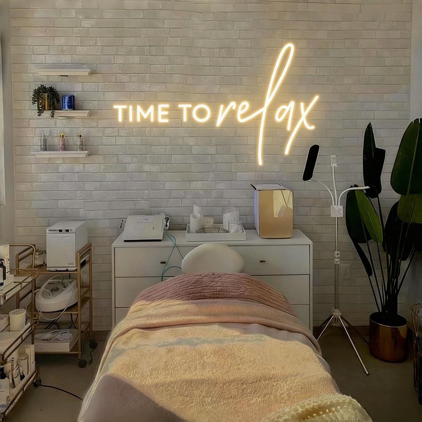 TIME To relax Warm White Led Neon Lights for Wedding Event Wall Decor Party Salon Bar Business Logo Beauty Salon Massage Parlor High-End Restaurant