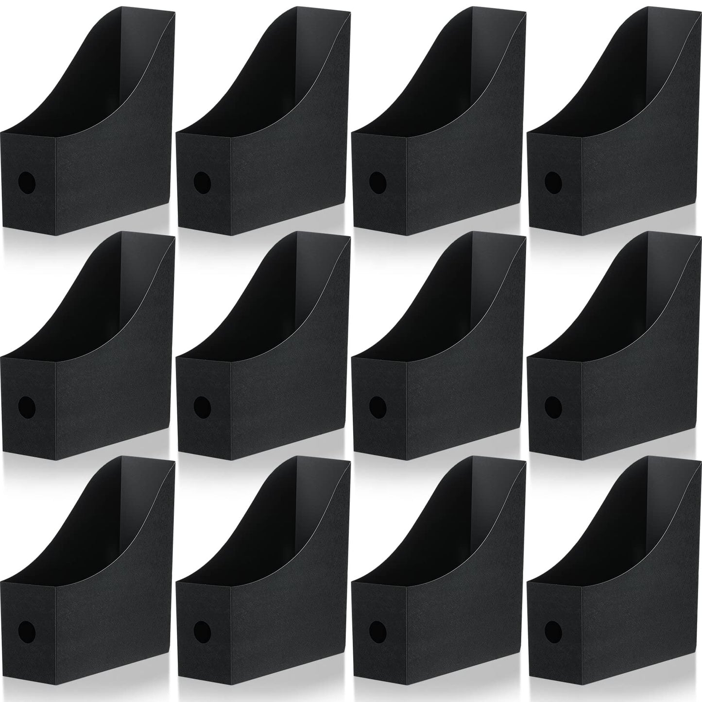 Geyee 12 Pack Magazine File Holder Plastic Desk Organizer Magazine Holder Storage Heavy Duty File Boxes for Home Storage and Office Organization(Black)