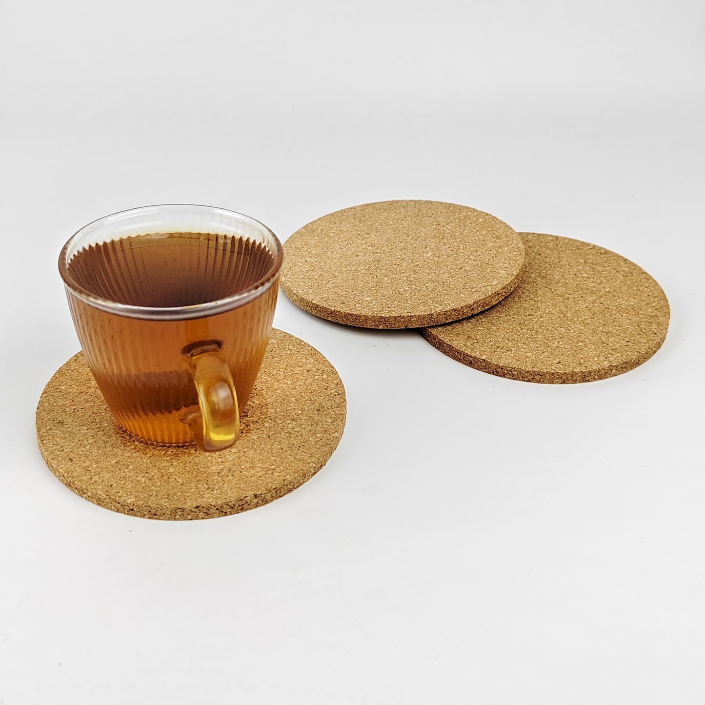 3 Pack Cork Coaster for Drink, 4 Inch Absorbent Heat Resistant Round Coasters Set for Cups Glasses
