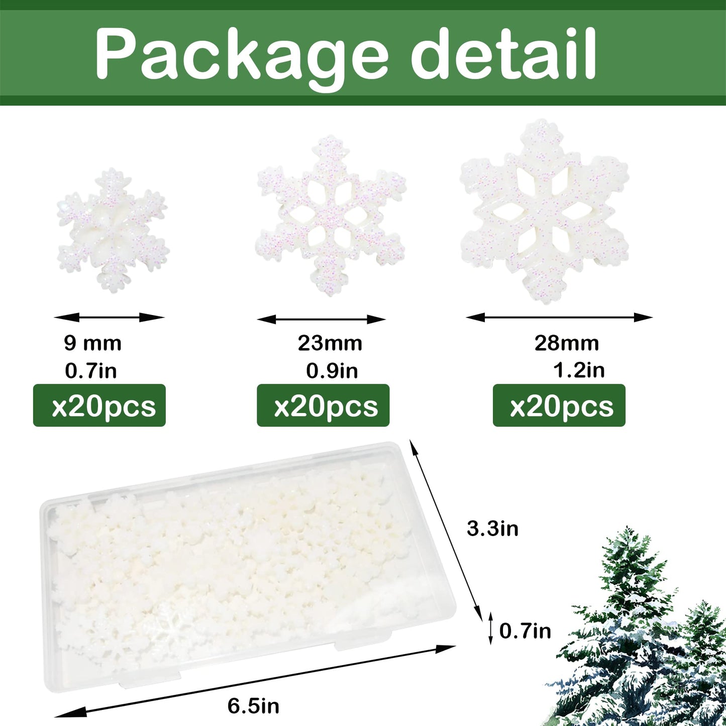 HADDIY Small Snowflakes for Craft,60 Pcs White Glitter Plastic Mini Snowflake for Christmas Embellishments and Winter Party DIY Craft Decoration-3 Different Size