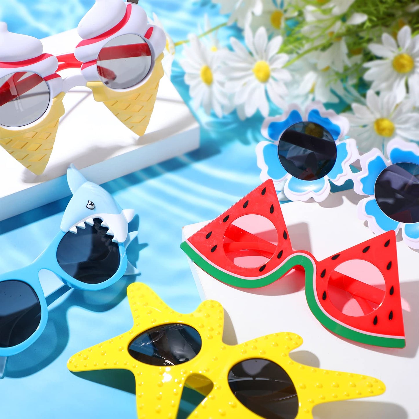 Junkin 24 Pairs Luau Party Sunglasses Funny Hawaiian Tropical Glasses Favors Novelty Fancy Eyeglasses Photo Booth Props for Adults Teens Birthday Summer Beach Themed Party Supplies Decoration