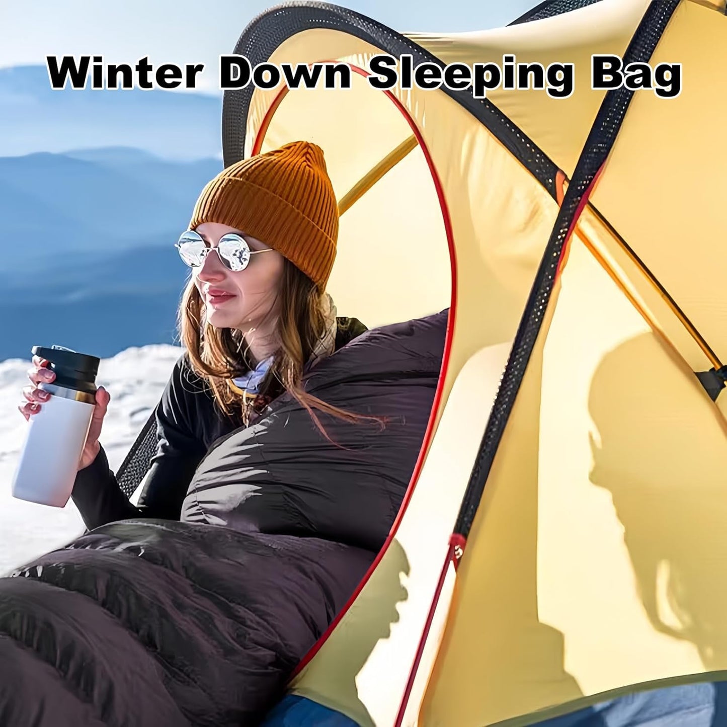 QEZER Ultralight Down Sleeping Bag for Adults with 600 Fill Power, Compact All Seasons Sleeping Bag for Backpacking, Hiking and Camping