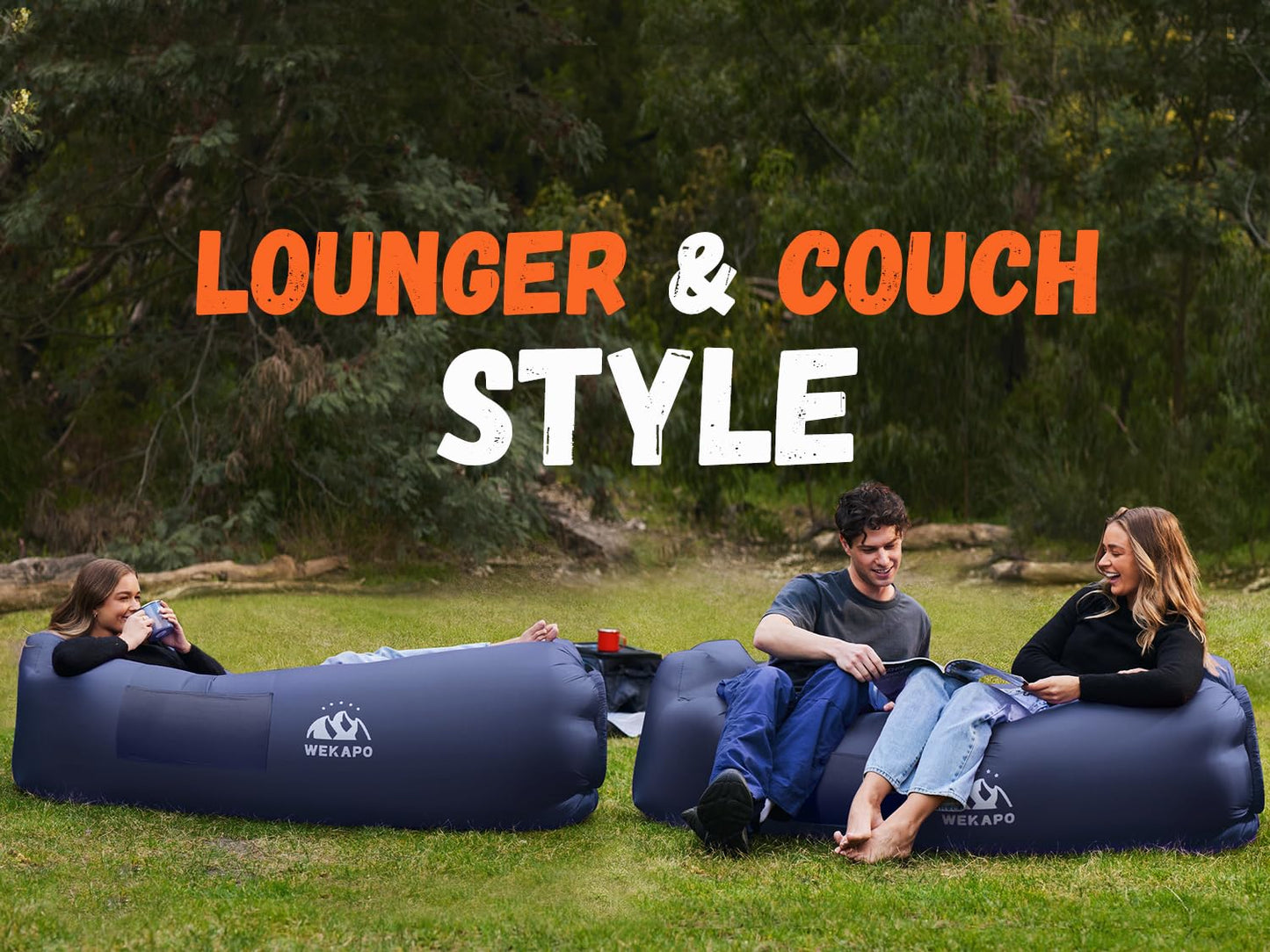 WEKAPO Inflatable Couch Air Lounger Chair - Camping & Beach Accessories, Portable Blow up Sofa for Hiking, Lawn, Indoor/Outdoor Movies & Music Festivals. Lightweight and Easy to Set Up Air Hammock