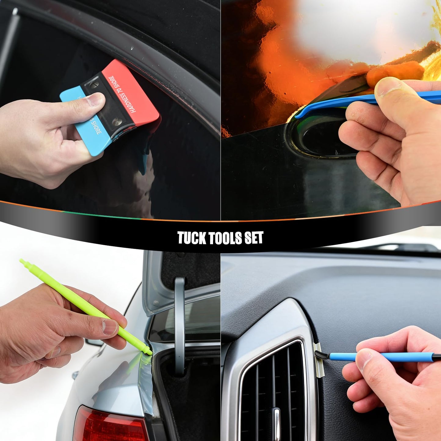 EHDIS Vinyl Tucking Tool 17 in 1 Vinyl Wrap Stick Set with Tool Pounch Car Wrapping Mini Corner Squeegee Curves Slot Vinyl Tools for Window Tinting,Vinyl Film Application,Wallpaper Installing