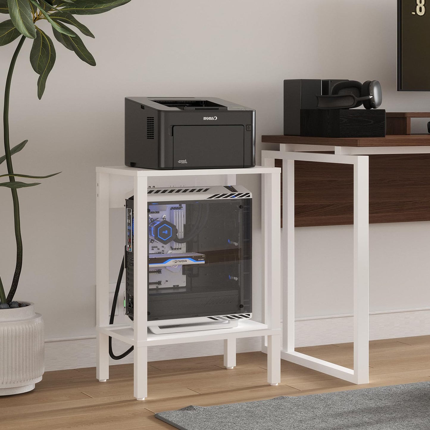 End Table with Charging Station, 2-Tier Nightstand with Storage Shelf,Modern Side Table,Bedside Table for Small Space in Living Room, Bedroom, Sofa Couch and Balcony, White MLBZ14WE