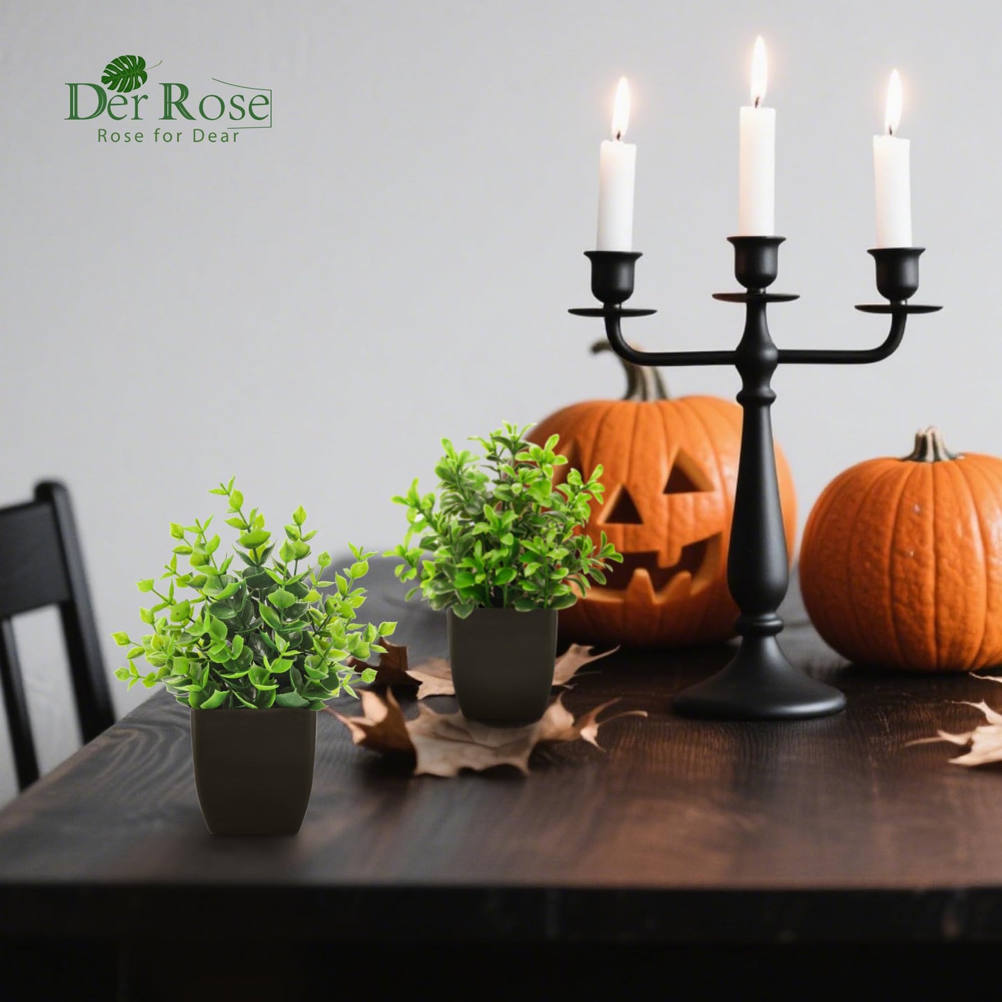 Der Rose 4 Pack Black Bathroom Decor Fake Plants Mini Artificial Greenery Potted Plants for Halloween Decor Indoor Office Table Room Farmhouse Decor