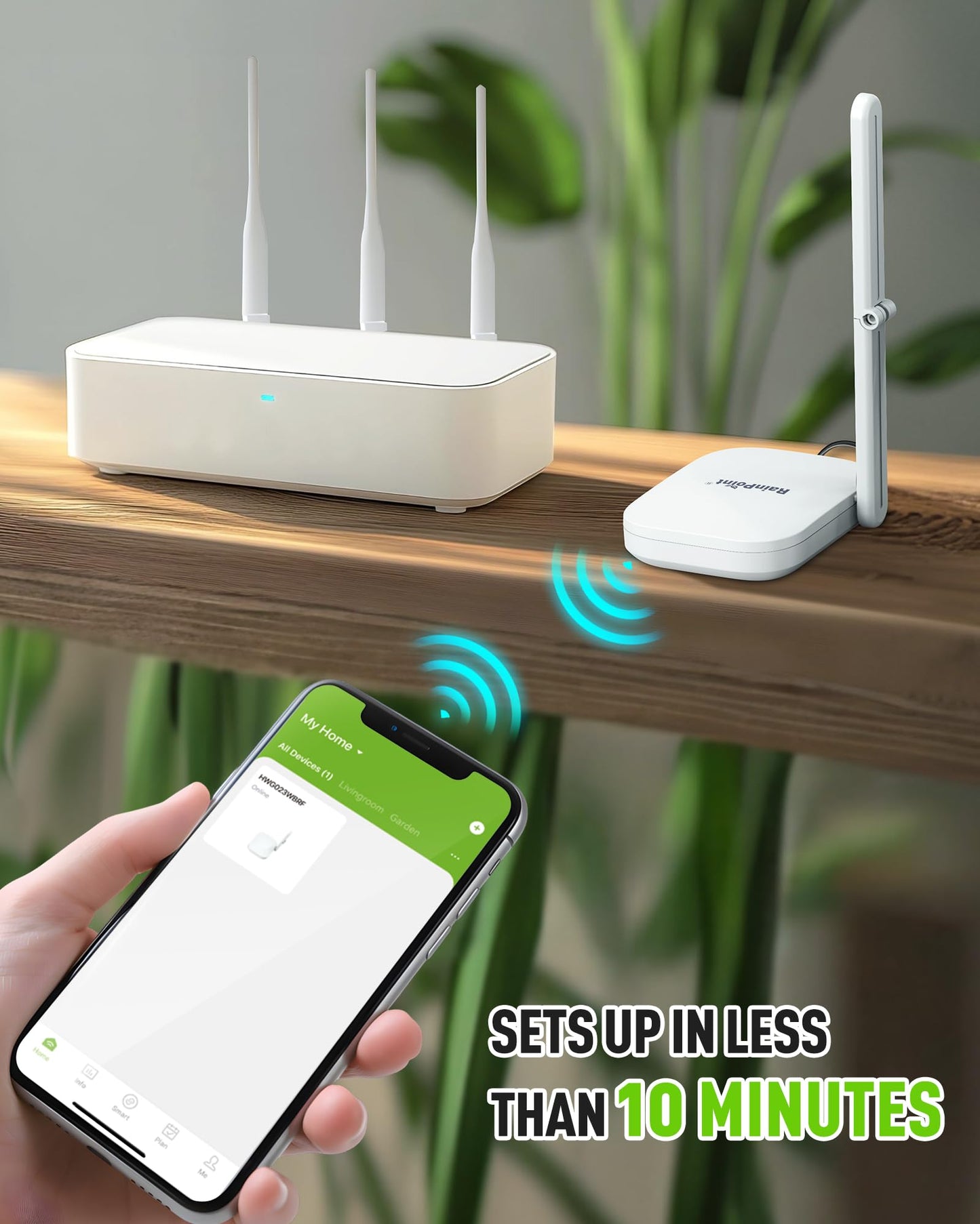 RAINPOINT Antenna Gateway for WiFi Water Timer, Sprinkler Controller, Smart Hose Timer Valve, Drip Irrigation for Garden, Lawn, and Yard