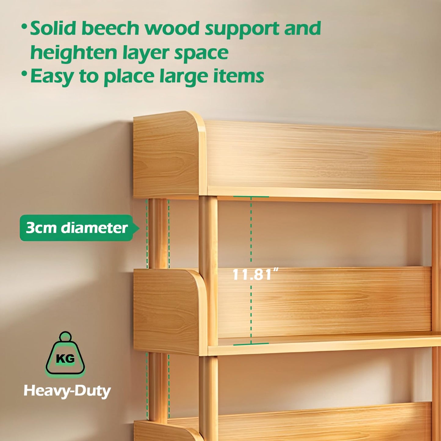 OSCHF 3-Tier Wooden Open Bookcase - Modern Display Bookshelf with Top Edge and Solid Wood Frame for Home and Office, Storage Cabinet, Oak