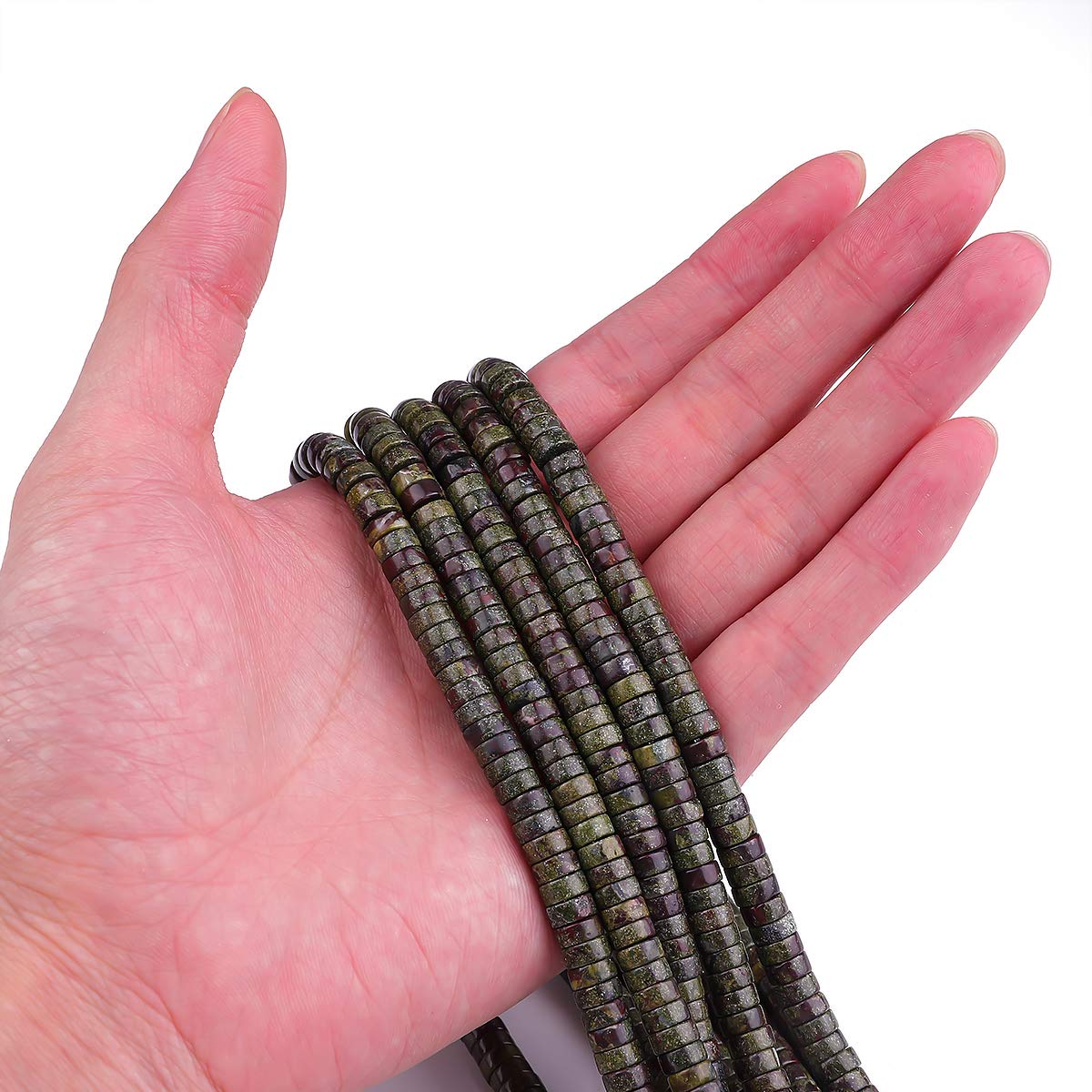 BEADIA Natural Dragon Blood Jasper Spacer Beads Caps Loose Semi Gemstone for Beading Jewelry Making 6mmx3mm 38cm