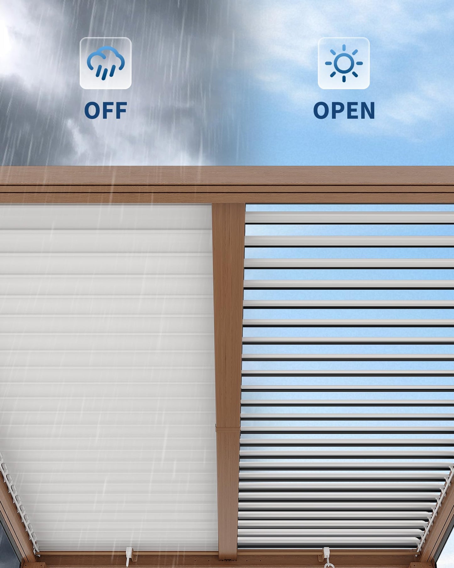 GarveeLife Louvered Pergola 10 ft x10', Outdoor Pergola with Adjustable Louvered Roof, Reinforced Aluminum Frame, Integrated Drainage System, Hardtop Gazebo for Patio, Deck, Wood Grain