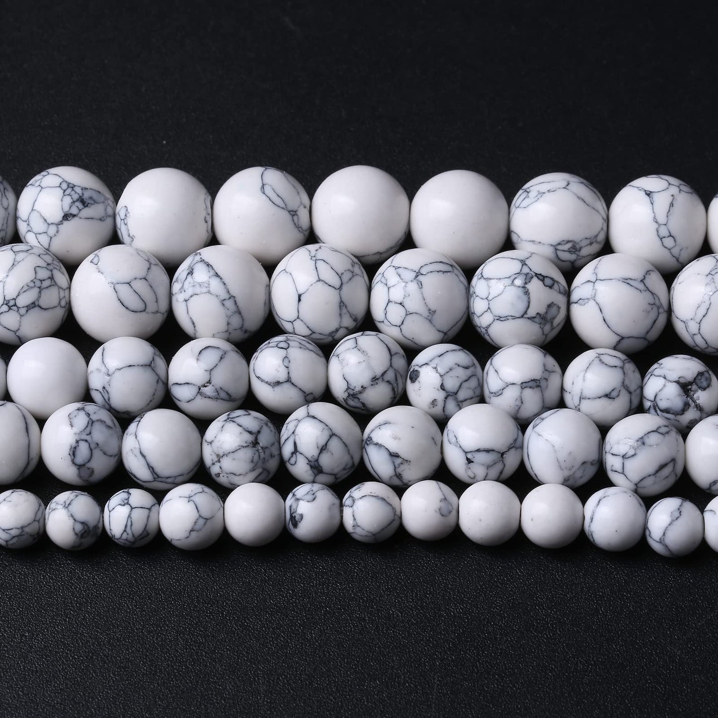 90pcs 4mm Natural Stone Beads White Turquoise Gemstone Round Loose Beads for Jewelry Making Crystal Energy Stone Healing Power DIY Bracelets (4mm, White Turquoise)