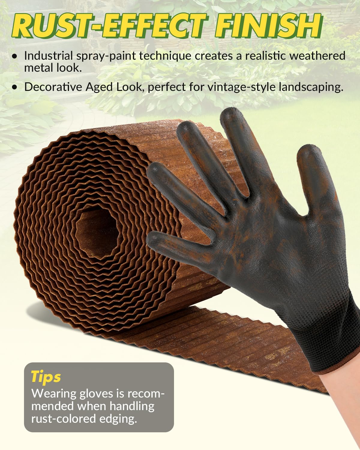 Velway Corrugated Metal Garden Edging - 6" H x 40Ft Sturdy Landscape Edging Border for Lawn, Flower Bed, Paver Edging and Garden Fence - Rusty