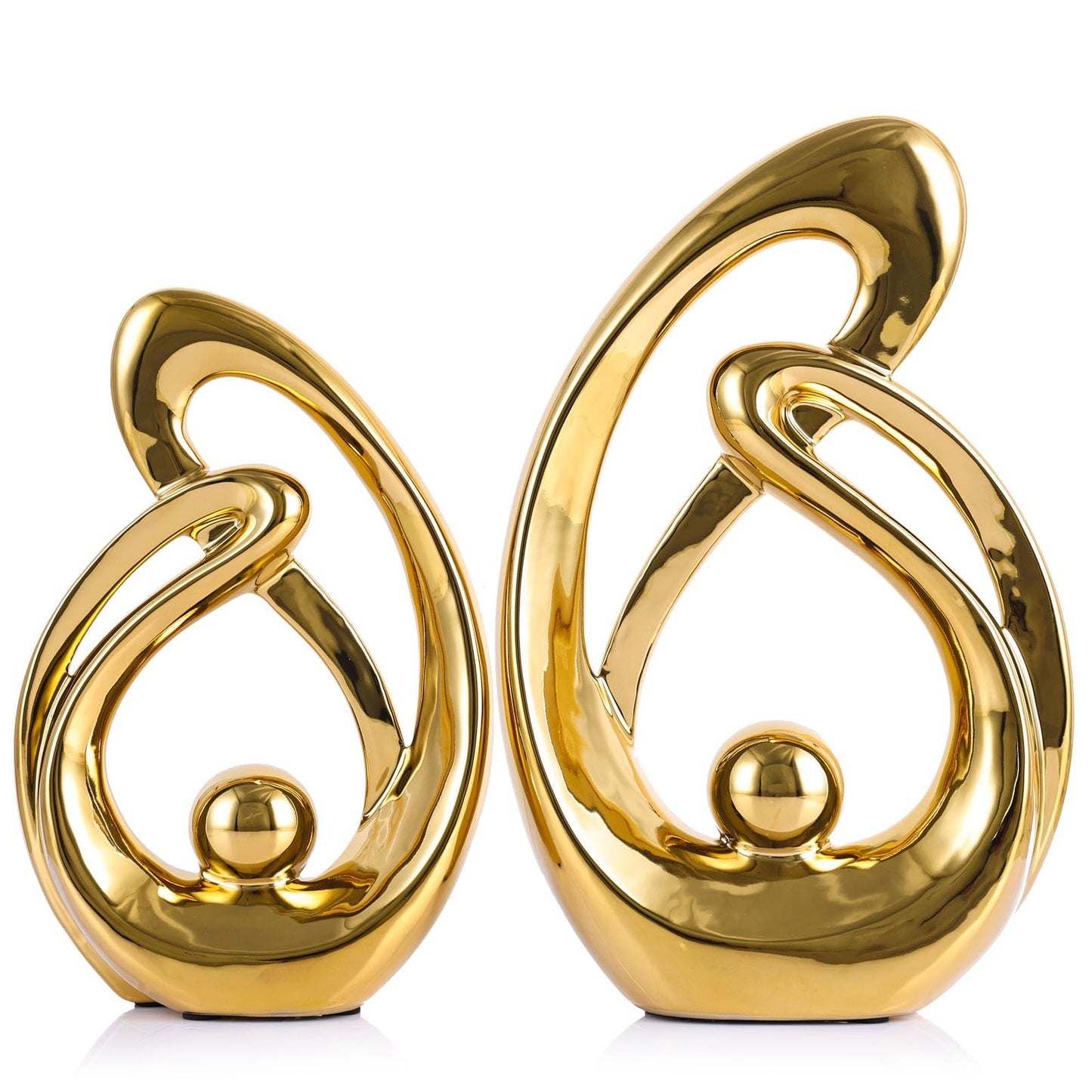XMGZQ Home Decor Accent,Porcelain Art Mid Century Bookshelf Decorations,Gold Centerpieces for Tables,Abstract Ceramic Statue Sculpture for Coffee Table Mantel Tv Stand Centerpieces (Gold, Large)
