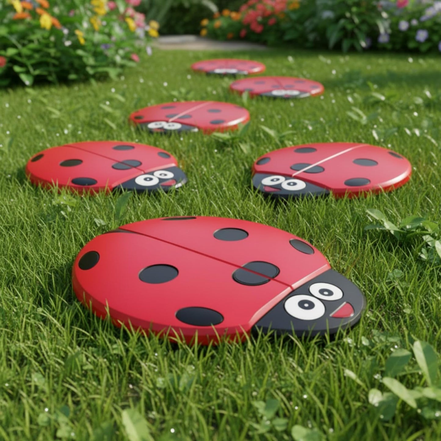 Landical 6 Pcs Ladybug Stepping Stone Garden Stepping Stones Walkway Decorative Stone for Garden Decor Outdoor Flower Beds Yard Decorations