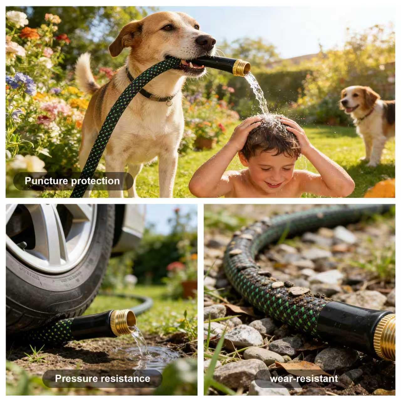 Torioweg Garden Hose 50ft - Lightweight Water Hose, with 10-Pattern Nozzle, Triple-Layer Construction, All-Weather Hose,Flexible and Anti-Kink, Durable for Watering, Outdoor Use
