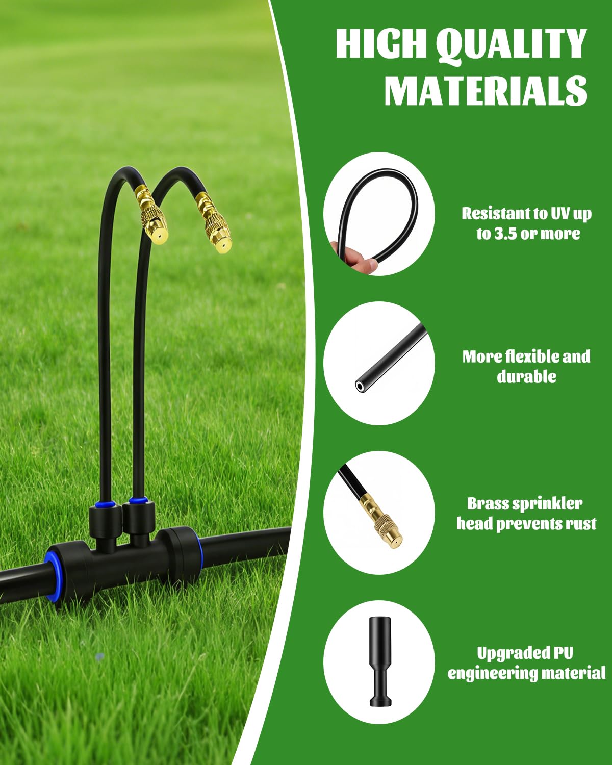 66FT Drip Irrigation System with 40 Nozzles, Automatic Drip Irrigation Kit, Garden Watering System with Dual-Head 360° Bendable Spray Nozzles for Lawn, Raised Bed (66FT, 40 Nozzles)