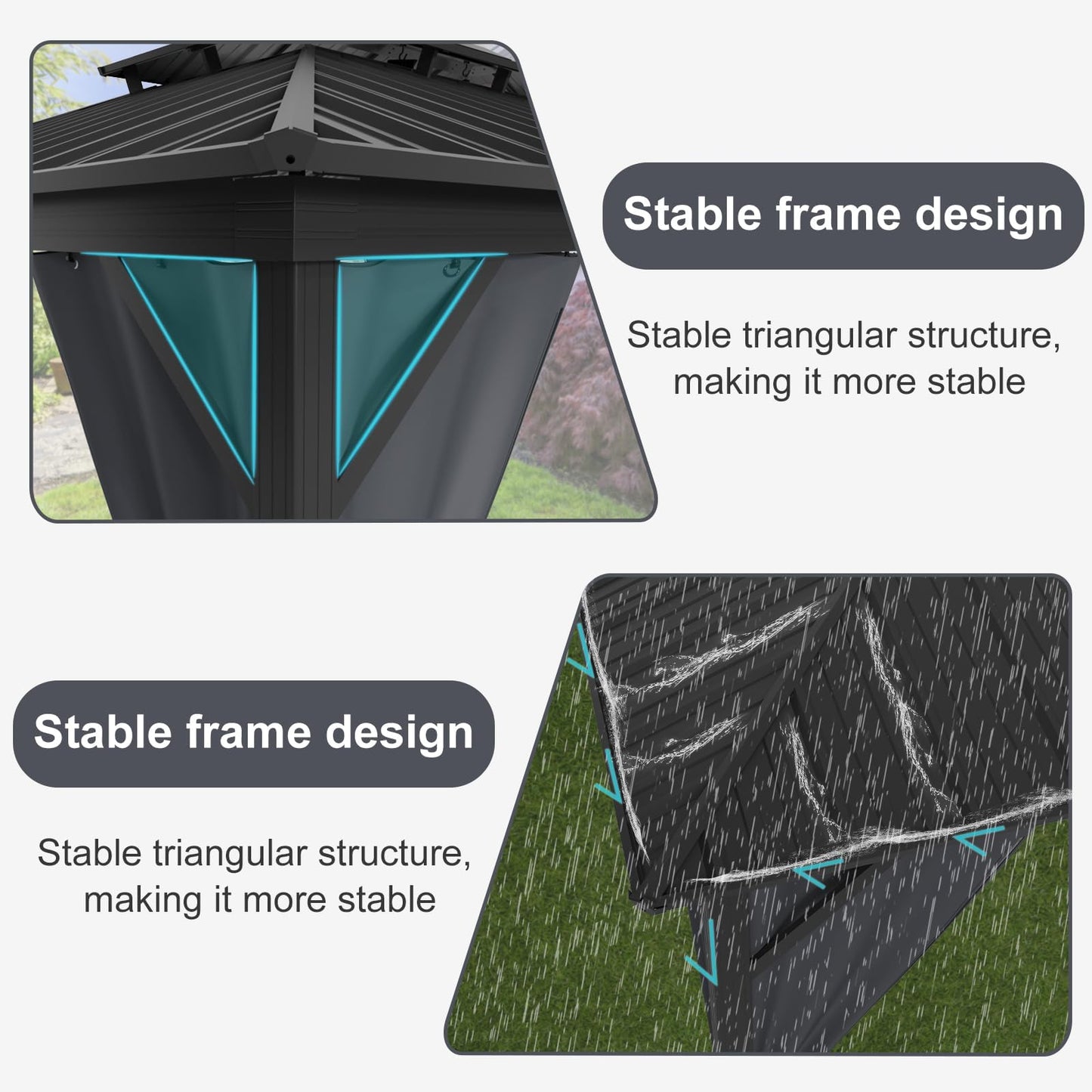 12Ft x 16Ft Hardtop Gazebo, Aluminum Metal Outdoor Gazebo with Breathable Netting and Curtains, Double Metal Roof, Galvanized Steel Heavy Duty Gazebos for Backyard, Wedding, Party