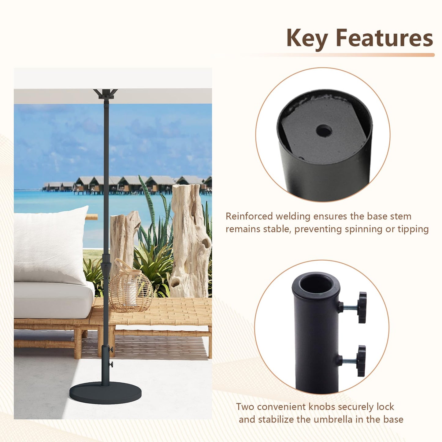 C-Hopetree 42 lb Patio Umbrella Base, Heavy Duty Stand for Outdoor Patio Market Table Umbrella, Black